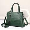 Leather women's bag versatile fashion first layer cowhide tote bag crocodile pattern retro portable messenger bag