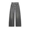 Spring New Women's Clothing French Asymmetric Design Cotton Double Breasted Mid Waist Wide Leg Denim 6045036