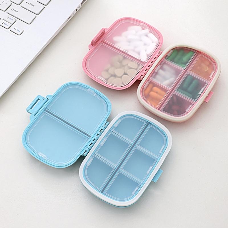 2Pcs 8 Compartments Travel Pills Organizers Plastic Daily Pills Case Box Portable Pills Container Medicine Vitamin Organizers
