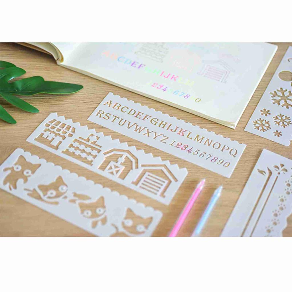 Multi functional Drawing Stencils Straight & Wavy Lines Rulers Hollow Out Design PP Templates Reusable for Children
