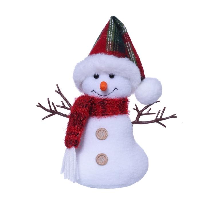 Cartoon Snowman Plush Dolls Collectible Figurine Ornament with Winter Scarf and Hat Christmas Stuffed Toy for Gifting