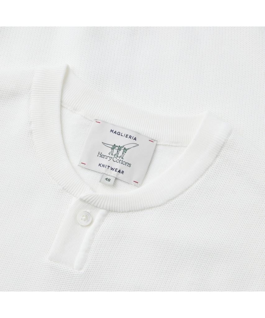Henlikoteun Fine-Knit Henley Neck Short Sleeve Knit Ahwam26601Ivx