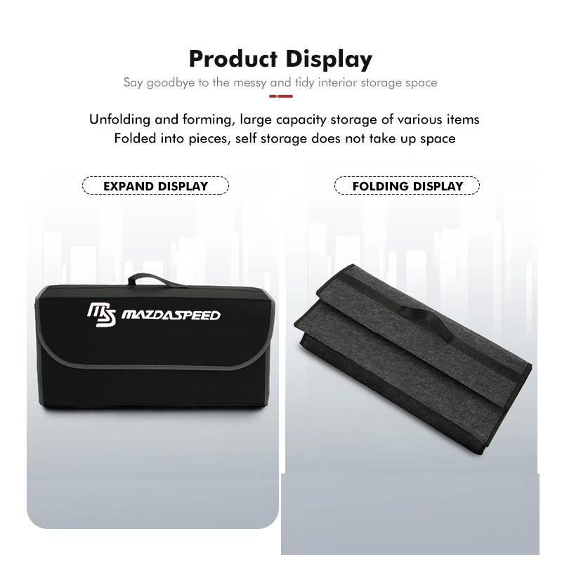 For Mazda Car Styling Trunk Storage Box Felt Cloth Organizer Foldable Stowing Tidying Bag 2 3 5 M5 Ms CX-4 CX-5 CX6 CX7 M3 M6