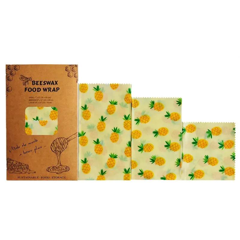Reusable Food Fresh Keeping Cloth Organic Storage Natural Grade Beeswax Food Wrap Eco Friendly Kitchen Packaging Paper