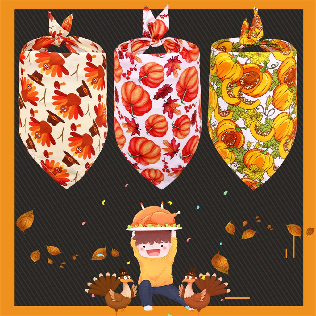 Dog Cat Neckerchief Collar Scarf Saliva Towel Pet Thanksgiving Accessories Dog Bandanas Soft Triangle Bibs
