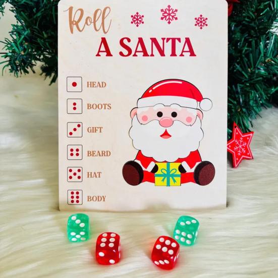 Christmas Puzzle Dice Game Santa Claus Wooden Jigsaw Puzzles for Adults Fun Holiday Activity for Kids Unique Christmas Party Game