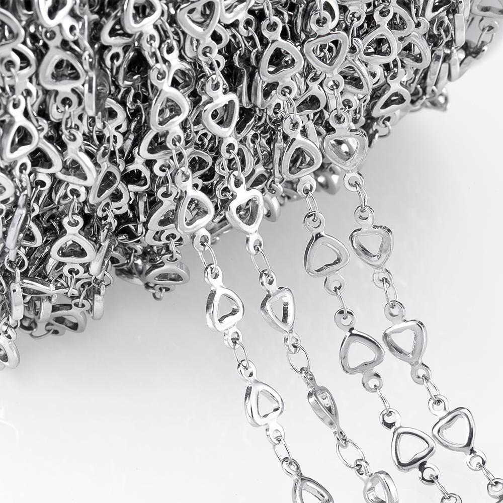 1M Stainless Steel Frosted Rounded Square Punk Chains Hip-hop Necklaces Oval Cross Chains Accessory for DIY Jewelry Making Gifts