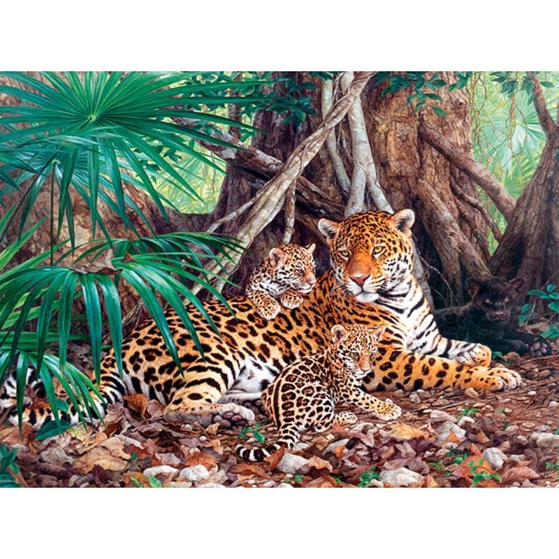 DIY 5D Diamond Painting Leopards Diamond Embroidery Forest Animal Cross Stitch Full Round Drill Resin Home Decor Art Gift