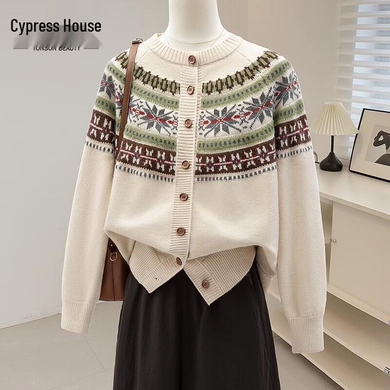 Women s Round Neck Long Sleeve Single-Breasted Knit Top One Size