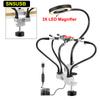 NEWACALOX Clip-on Soldering PCB Holder Tool with 3X LED Magnifier 5Pcs Helping Arms Welding Workshop Helping Station Repair