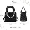 Gesteppte Umhängetasche für Mini-Umhängetasche Gothic-Umhängetasche [Harujio] Damen, Tasche, Handtasche, 2-Wege, klein, quadratisch, schwarz, weiß, Perle, Minenstil,