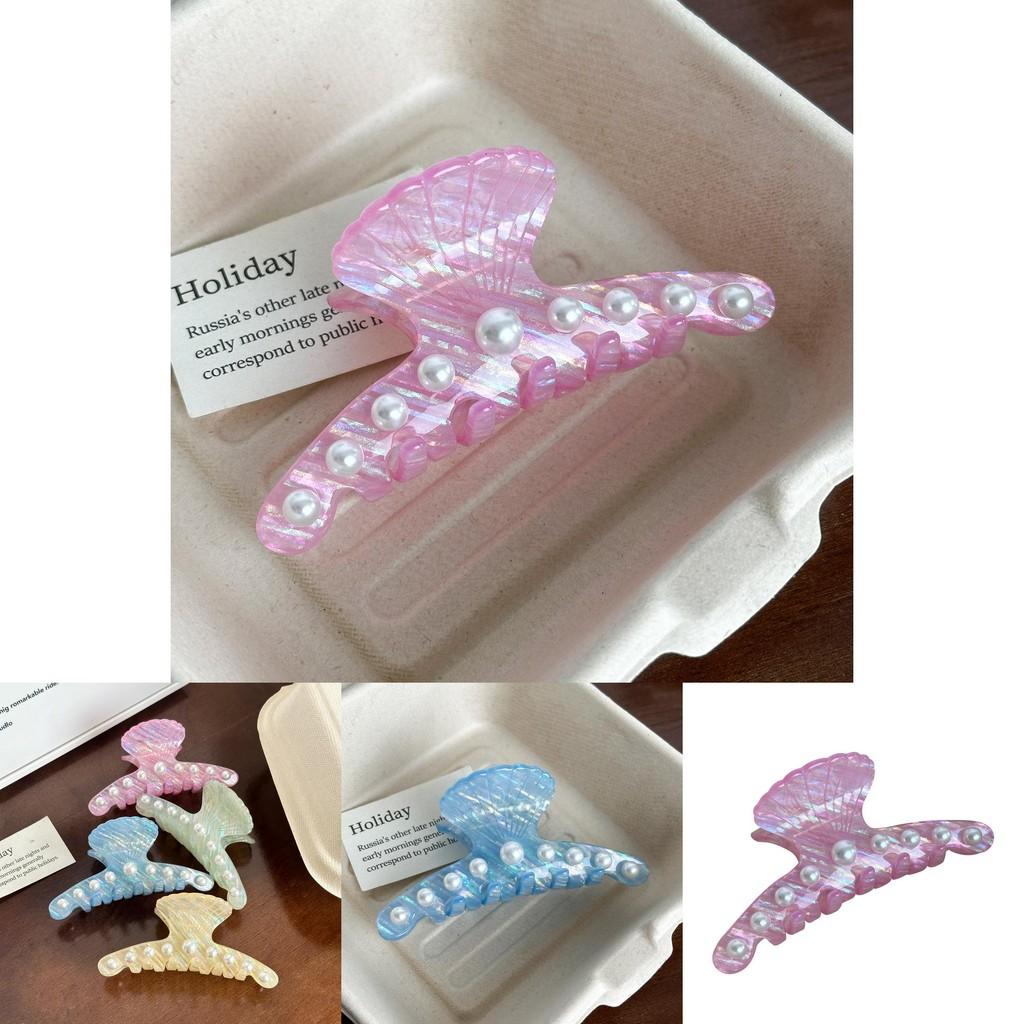 Elegant And Trendy Pearl Accent Acetate Claw Clip For Stylish Women's Hair Accessories