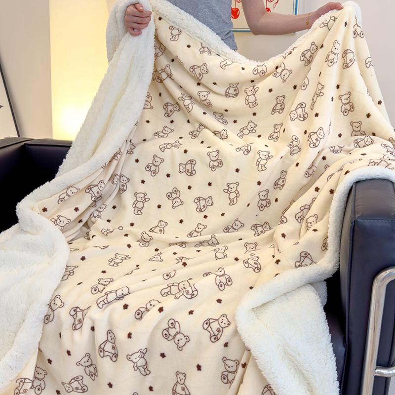 Pink Letter Thickened Throw Blanket Girl Woman Children's Bedroom Warm Soft Sleeping Blanket Queen Fashion Black Bow Blankets