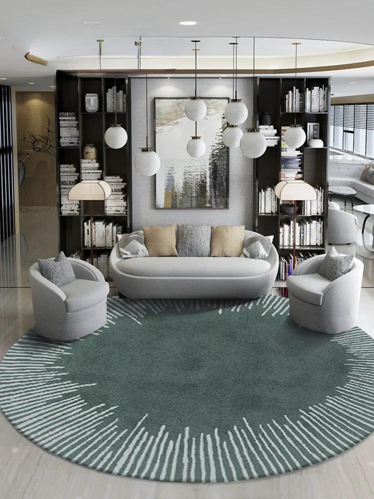 Minimalist Geometry Round Carpet Fluffy Soft Living Room Decor Light Luxury Circle Rugs for Bedroom Large Area Round Study Mat