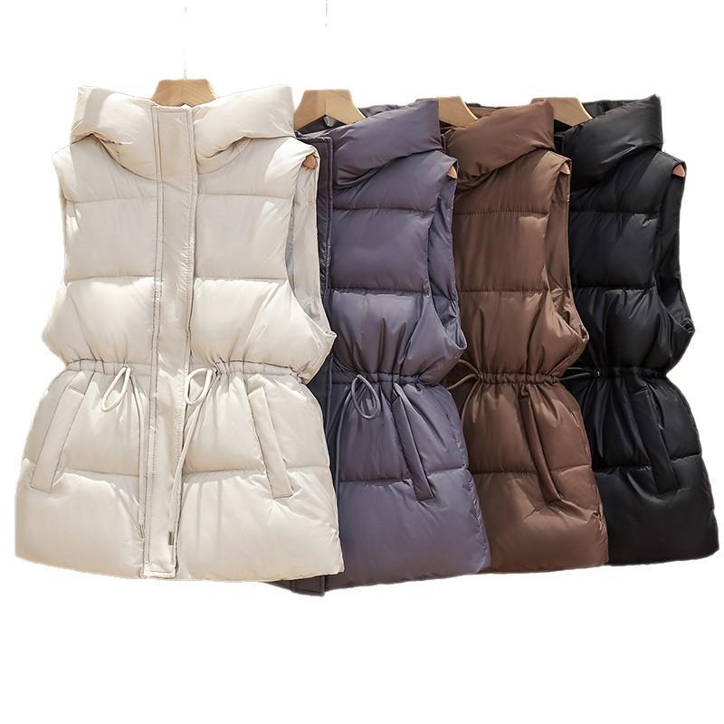 Hooded vest down cotton vest women's clothing autumn and winter short design slim fit with warm vest jacket