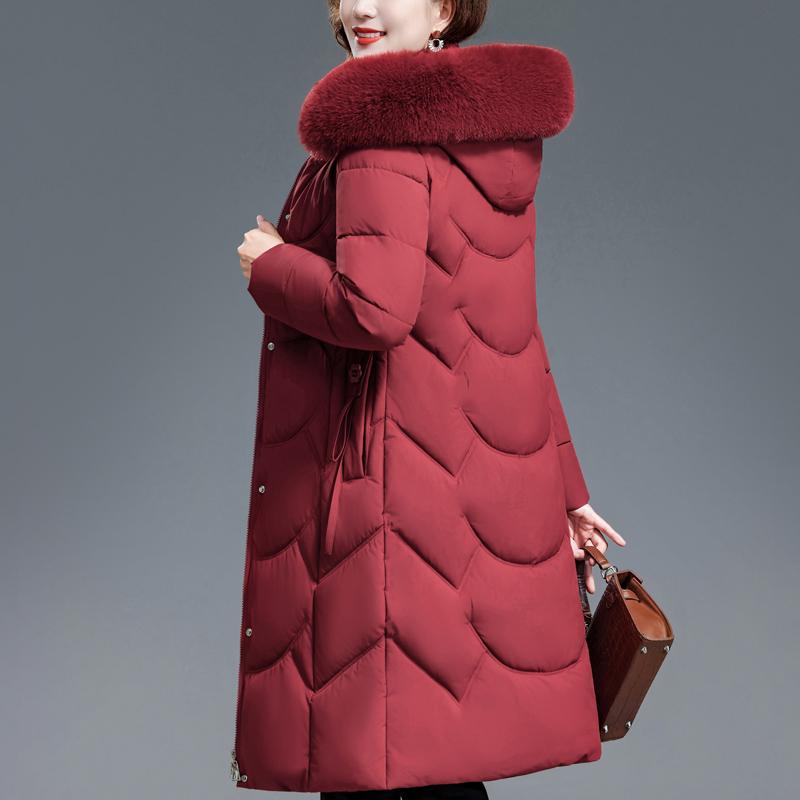 Middelaldrende Kvinners Kåper Vinter Lange Parkaser Hette Fuskepelskrage Tykke Varme Hverdagslige Kvinnejakker