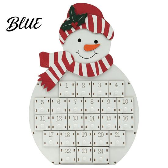 Festive Seasonal Decor with Christmas Calendar 24-Day Snowman Advent Wooden Santa Countdown Box Calendar Numbered