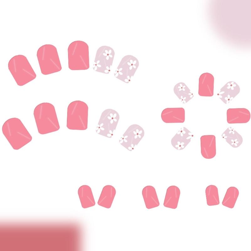 Quadratische Aufklebenägel Blume Falsche Nägel Klebenägel Künstliche Acrylnägel 12 Größen 24 Stück Aufklebenägel für Frauen Mädchen