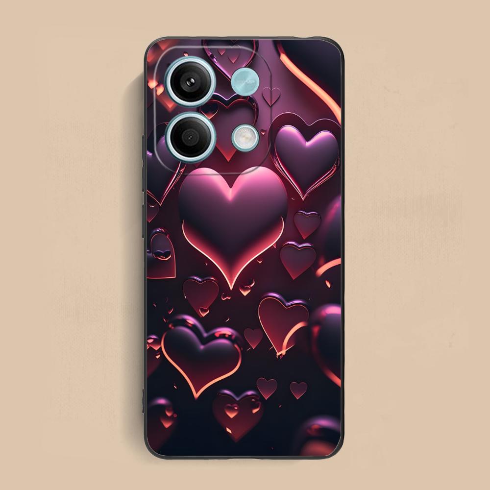 Y2K Glowing Hearts Mobile Phone Case for Xiaomi Redmi 15 14 13 12 A5 3 2 1 C Plus 4G 5G Colorful Printing Cover Cover Luxury