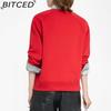 BITCED Women's Autumn/Winter Embroidered Sweatshirt Drop-Shoulder Sleeves O-Neck