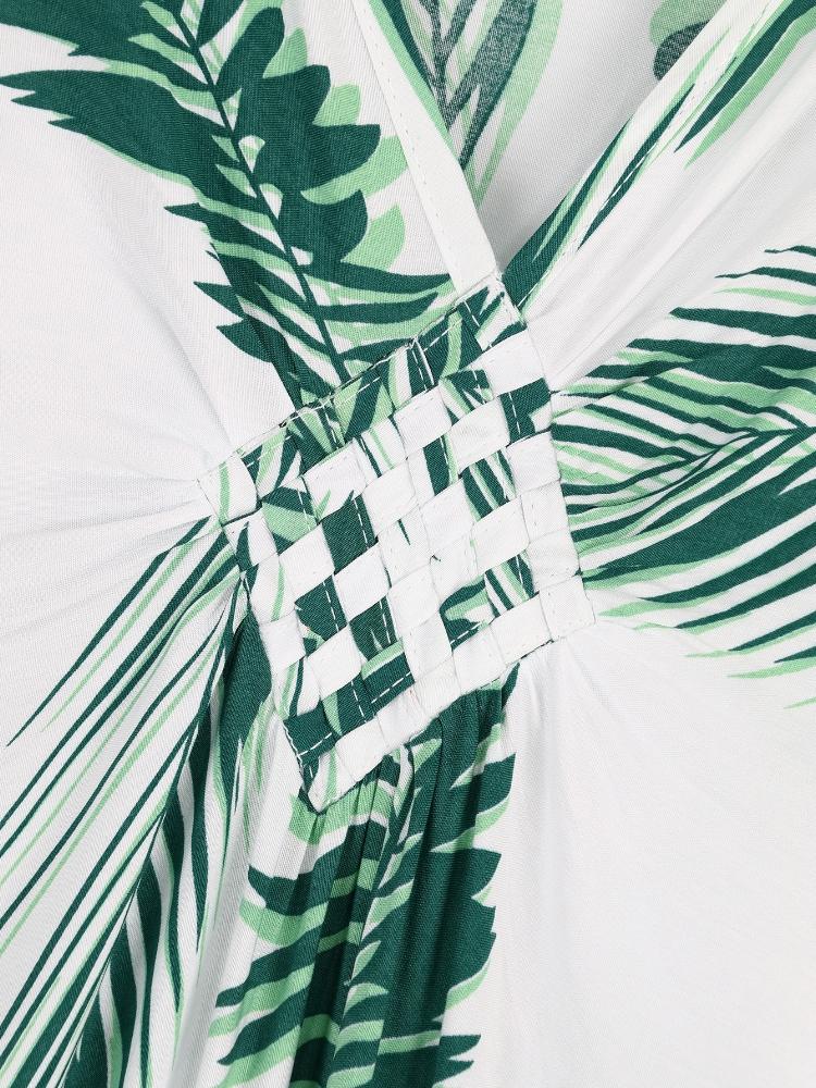 EDOLYNSA Женское длинное платье-кафтан большого размера с зеленым принтом — фото 11