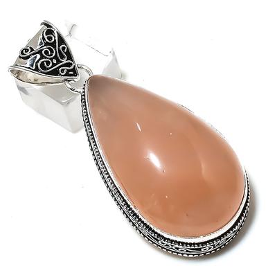 Natural Rose Quartz Gemstone Handmade 925 Sterling Silver Pendant 2.48" V5q06