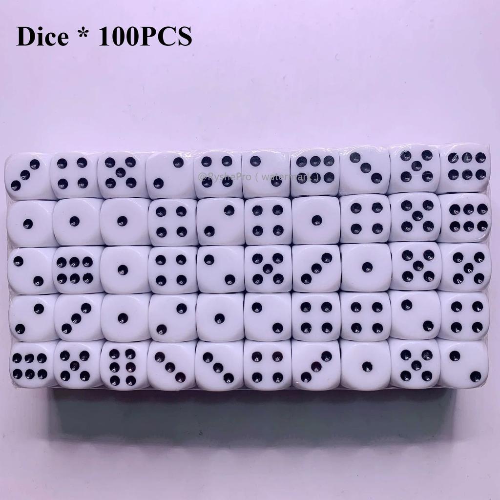 100 Pieces Colored Dices 14mm 6 Sided with Acrylic Material Standard Game Dice Set for Board Games Parties Classroom Math Dice