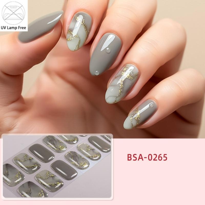 Quickly dry SelfAdhesive Nail Art Stickers Soft Waterproof Materials Gel Nail Strips For Daily Use And Special Occasions