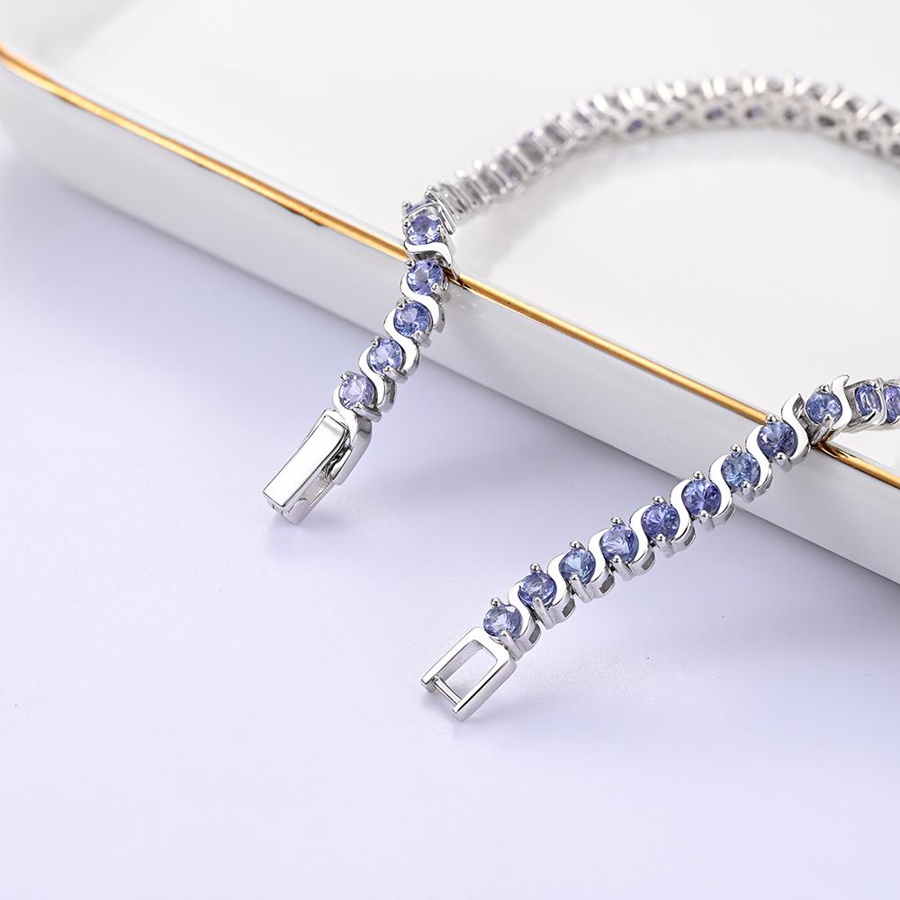 Luxury Rare Gemstone Natural Blue Tanzanite Twist Design Bracelet S925 Silver Fine Jewelry Women Anniversary & Engagement Gift