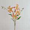 Faux Lily Flower Long Stem Artificial Lily Branch with 4 Bloom Heads And Leaves Real Touch Lilium Flower for Wedding Party Home Decor