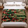 Morocco Football Printed Flannel Blanket Custom Name Text Soft Warm Throw For Bedroom Holiday Gift