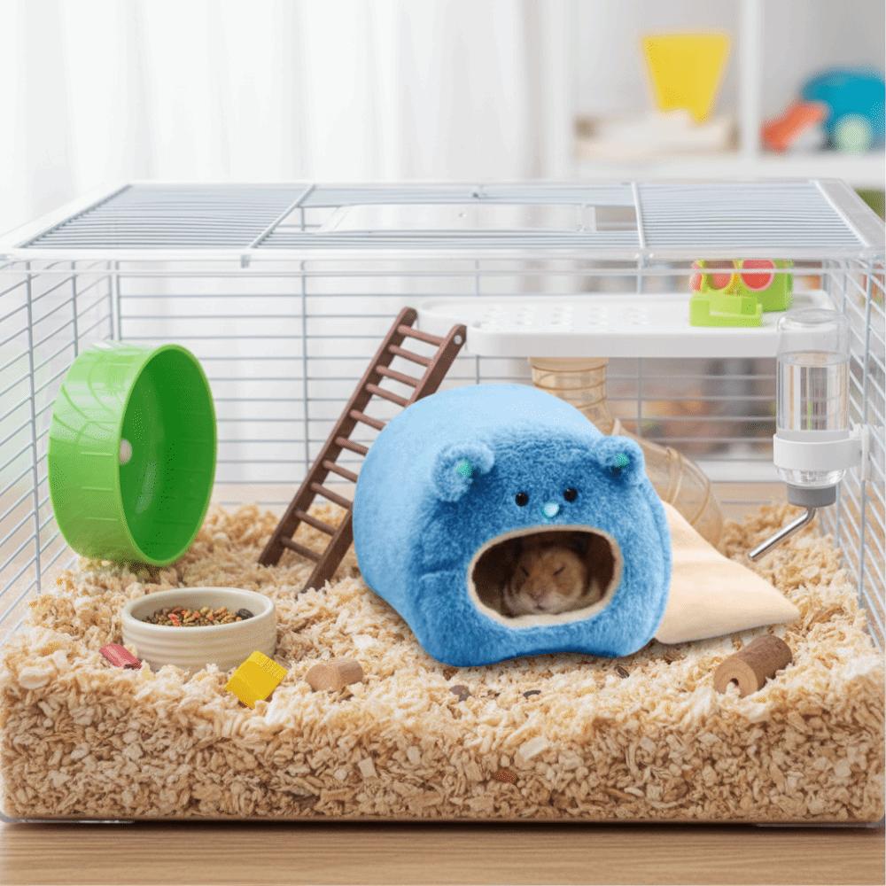 Cartoon Bear Shape Hamster Warm Bed Cozy Fleece Pet Sleep Nest Cute with Mat Hamster Hammock Cage Accessor