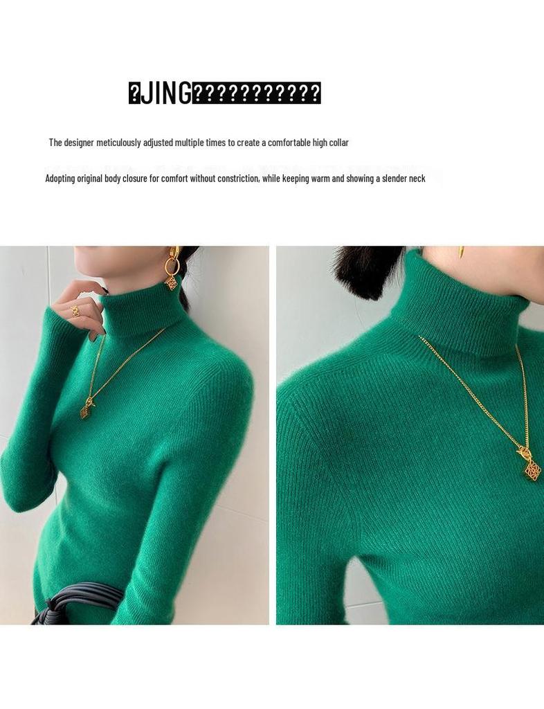 Women's Slimming Seamless High Neck Cashmere Sweater - 35% Cashmere, Perfect for Autumn/Winter