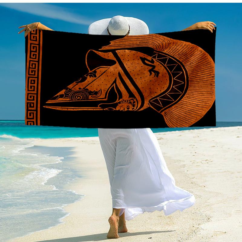 Gladiator Helmet Fashion Beach Towel: Ideal for Summer Adventures Soft, absorbent and quick drying suitable for swimming and bathing