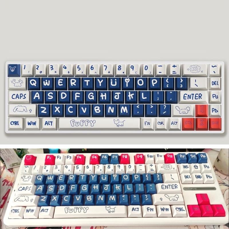133Key Puppy Themed Keycap Original Profile PBT Dye Sublimation Keycap Set for Customs Mechanical Keyboards