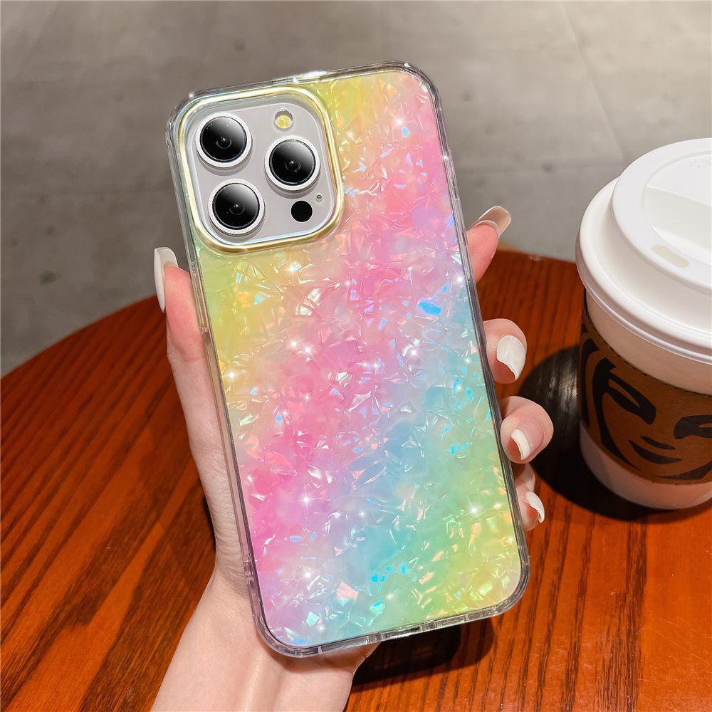 Stylish Electroplate IMD Leopard Rainbow Phone Case for iPhone 16 15 14 Plus 11 Pro Max Protective Back Cover Made Durable PC