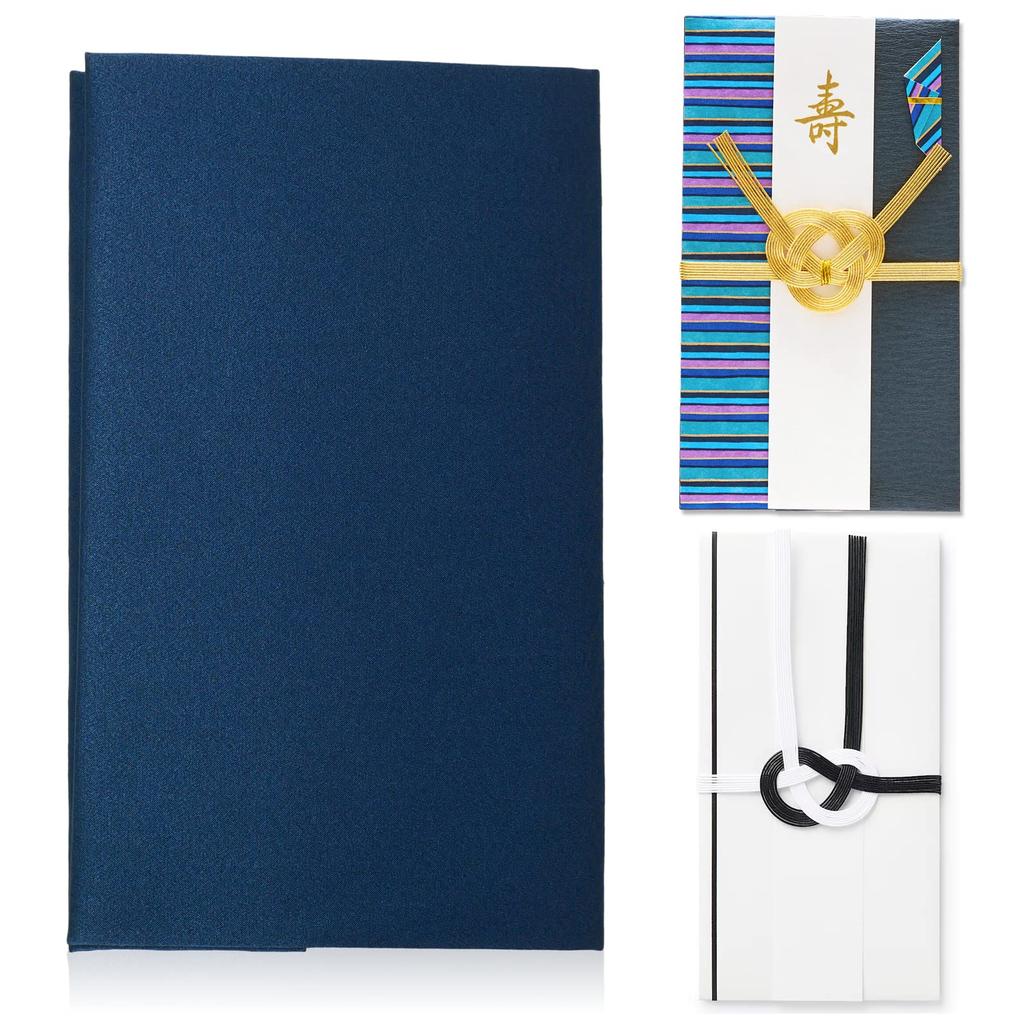 Daiichi Sogei Fukusa Gold Seal Gift Gift Congratulations and Cool New Working Simple Black Formal Fukusa Set Navy [Style Fukusa] Men's Set, Bag, Bag,