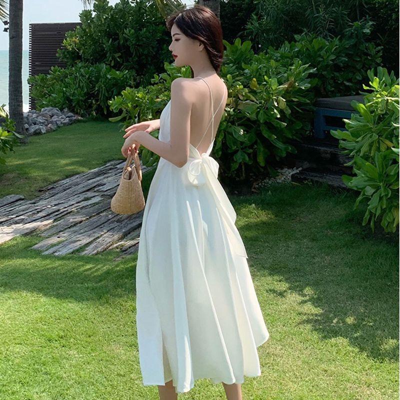 Summer Sexy Backless Beach Long Dress Women's Vacation Boho Dresses