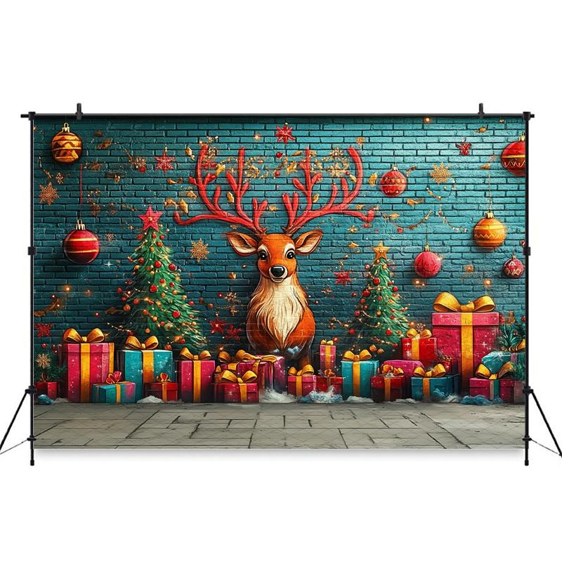 Mocsicka Christmas Background Photography Happy New Year Party Xmas Tree Graffiti Wall Decoration Child Photo Backdrop Wallpaper