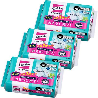 Quickle Recarga para Vaso Sanitário Jumbo 20 Folhas x 3 Pacotes, Menta,