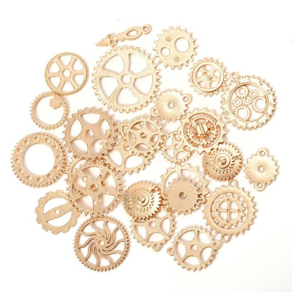 50g 100g Mixed Steampunk Gears Cogs Charms Pendant DIY Antique Metal Beads for Bracelets Crafts Jewelry Making Components