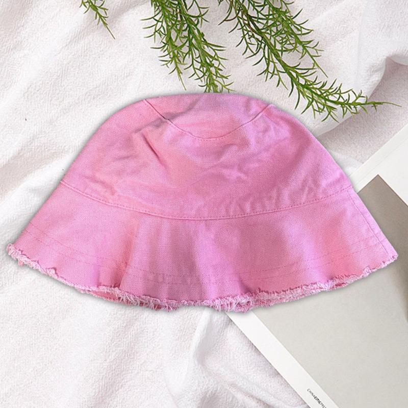 Rough Edge Bucket Hat Women's Summer Visor Casual Hat Edging Basin Hat Foldable Washable