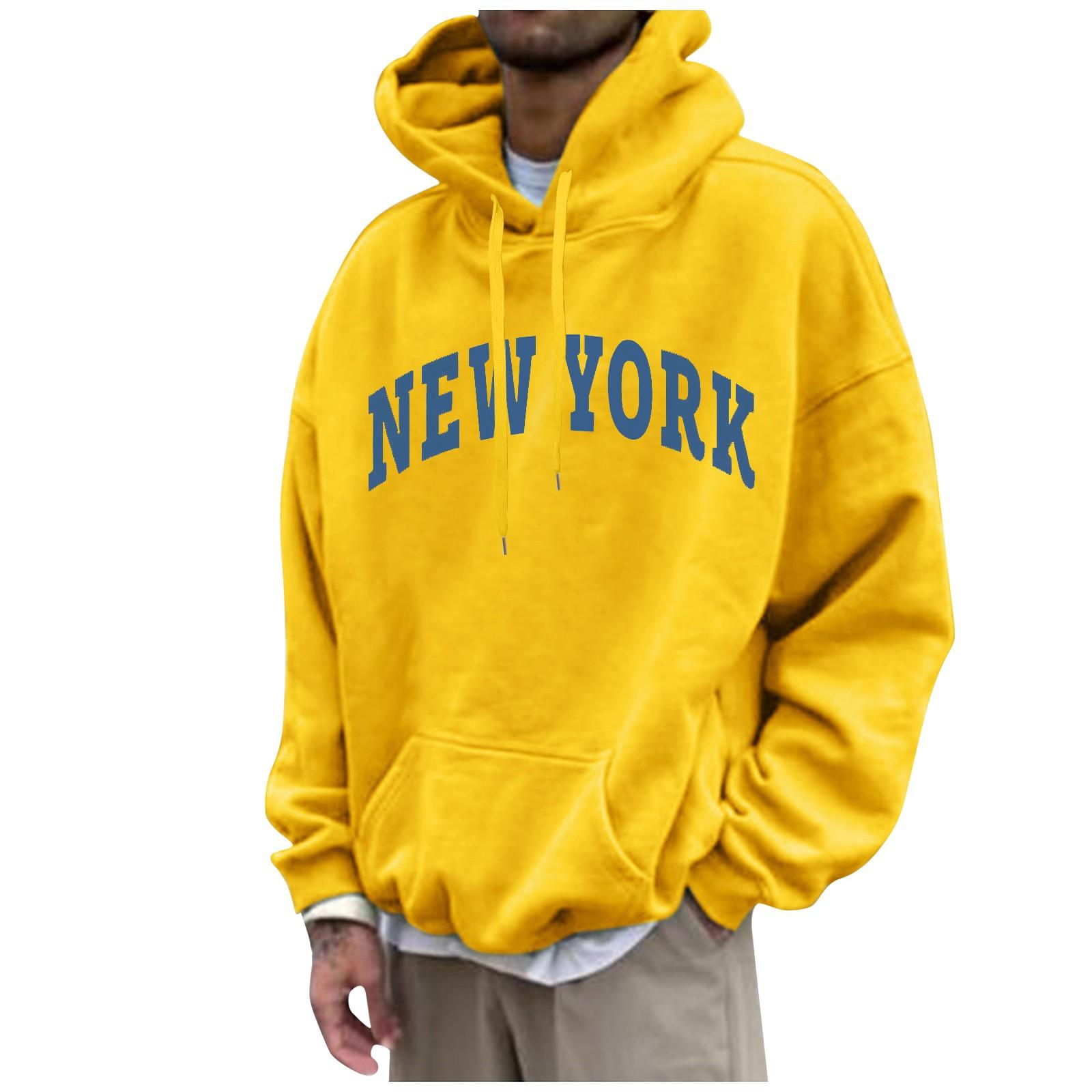 

Мужские однотонные свободные толстовки с буквенным принтом и заниженными рукавами, мужские повседневные спортивные толстовки XL жёлтый