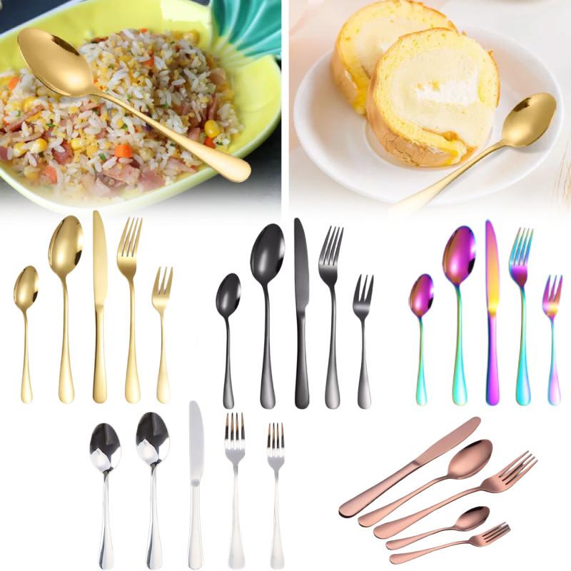 Elegant Gold-plated Stainless Steel Cutlery Set For Western Dining With Steak Knives Forks And Spoons