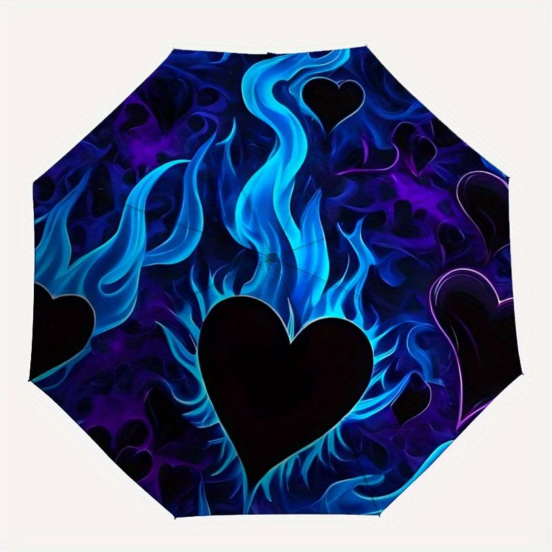 

1pc Heart FlameAutomatic Folding Umbrella, Portable & Foldable Design with 8 Ribs, Casual Outdoor Accessory yy250804291
