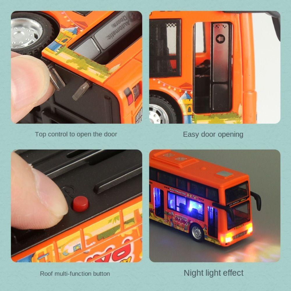 Friction Powered Double Decker Bus Model Light Music Sightseeing Bus Model  Kids Student