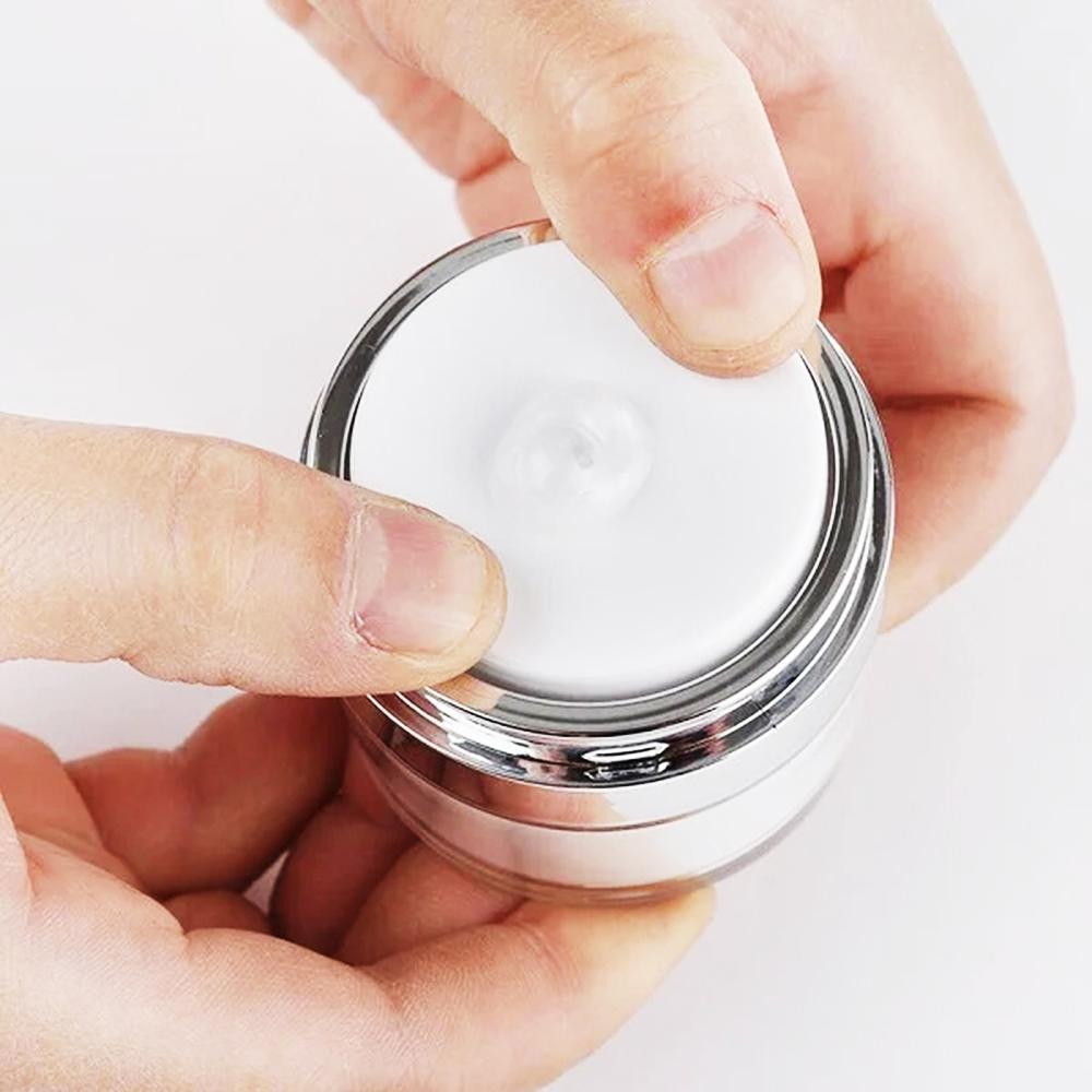 3pcs Travel Split Bottle,Cosmetic Jar Empty Acrylic Cream Cans,Press Cream Jar,Airless Vacuum Refillable Container,Sample Vials