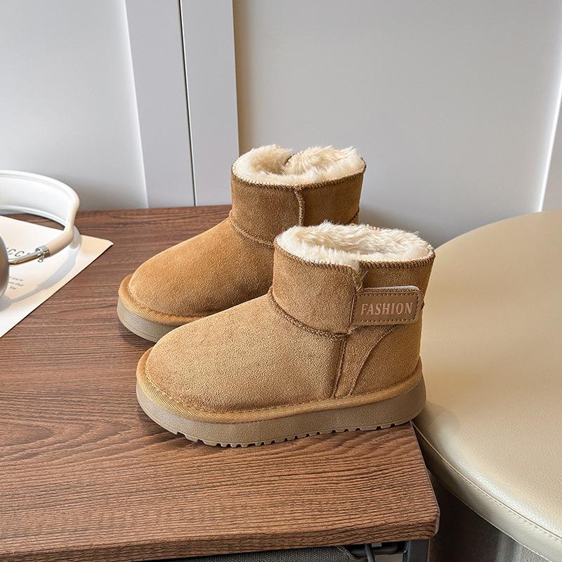 

[Girls Cozy Fleece Lined Boots Winter Warm Snow Boots Kids Maillard Cotton Shoes] size 31 верблюд