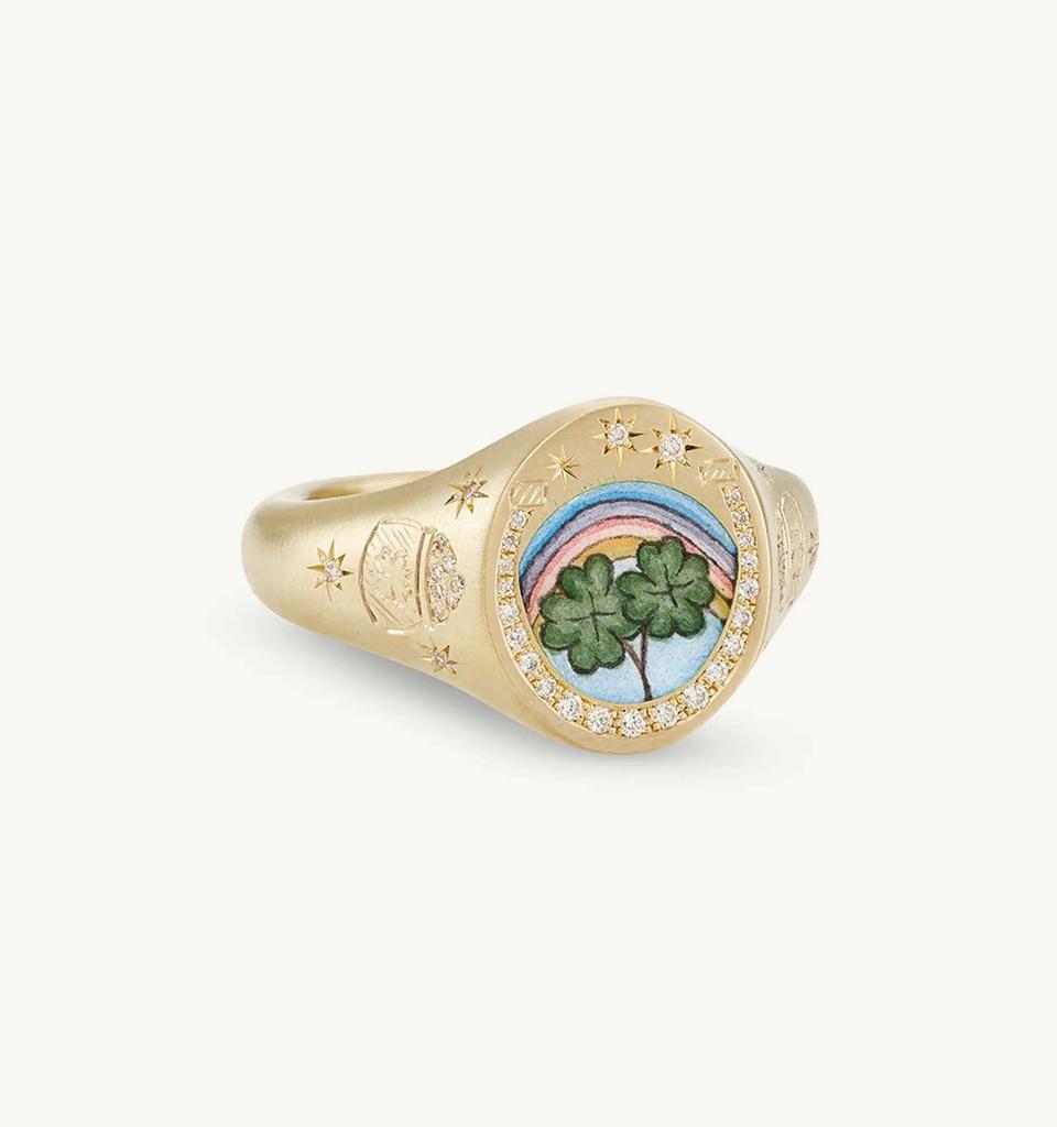 Titanium Steel Fashion Light Luxury Painted Seal Statement Ring Butterfly Love Rabbit Flower Personality Design Sense 18K