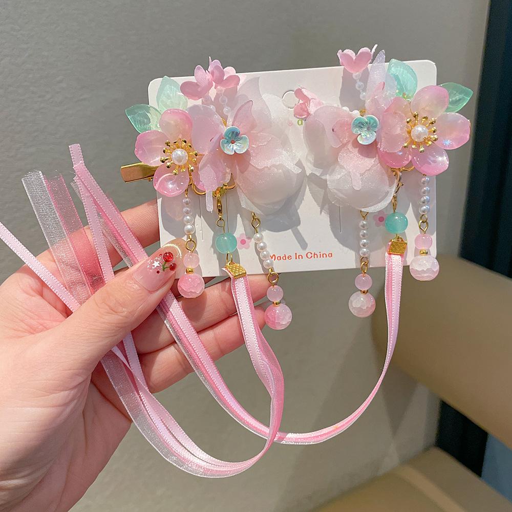 Chinese Style Hanfu Hairpin Set for Girls - Includes Hair Clips, Swaying Tassels, and Butterfly Accessories
